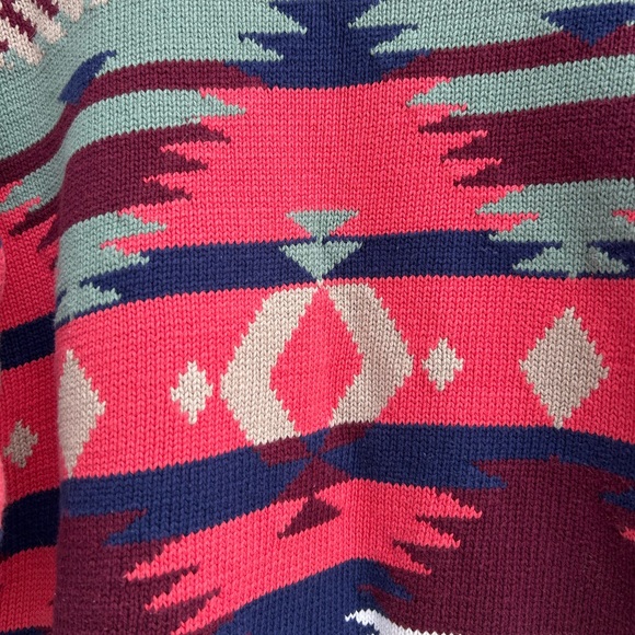 Vintage Aztec Design Cotton Sweater - made in Hong Kong - Picture 4 of 6